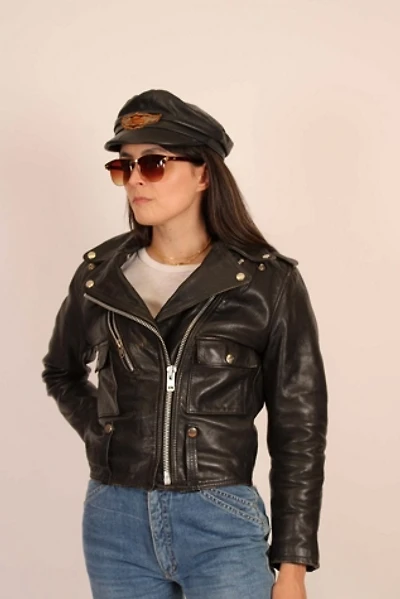 Harley Davidson Vintage Leather Moto Jacket Selected By Wolf and Moon Vintage