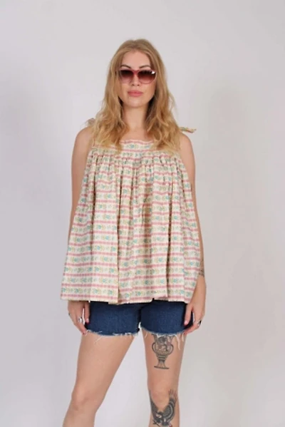 Floral Cotton Baby Doll Blouse Selected By Wolf and Moon Vintage