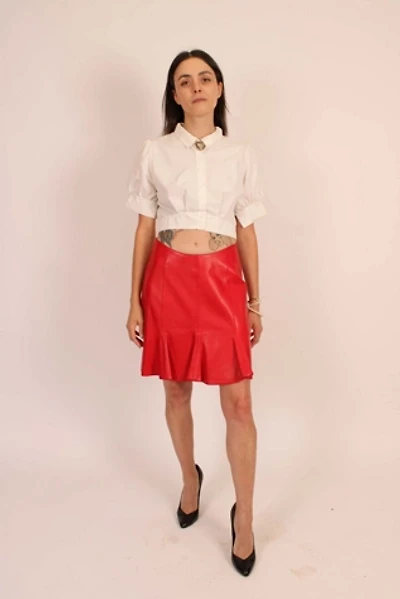 Vintage Claude Montana Cherry Red Mini Skirt Selected By Wolf and Moon Vintage