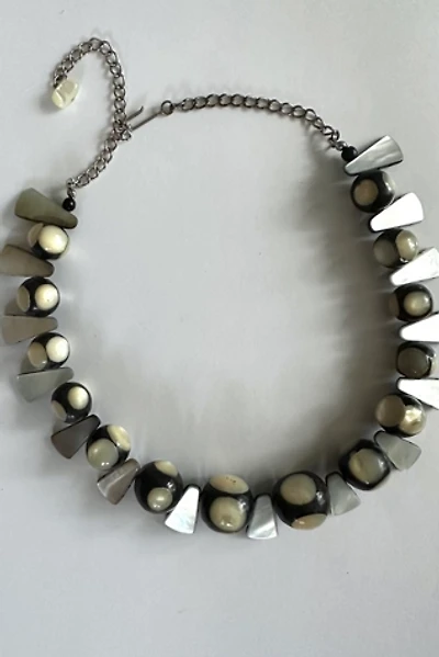 Vintage Mother of pearl and Abalone Shell Inlay Necklace Selected by Grievous Angel Vintage