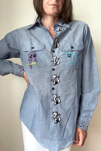 1970s Embroidered Chambray Button Up Shirt Selected by Grievous Angel Vintage