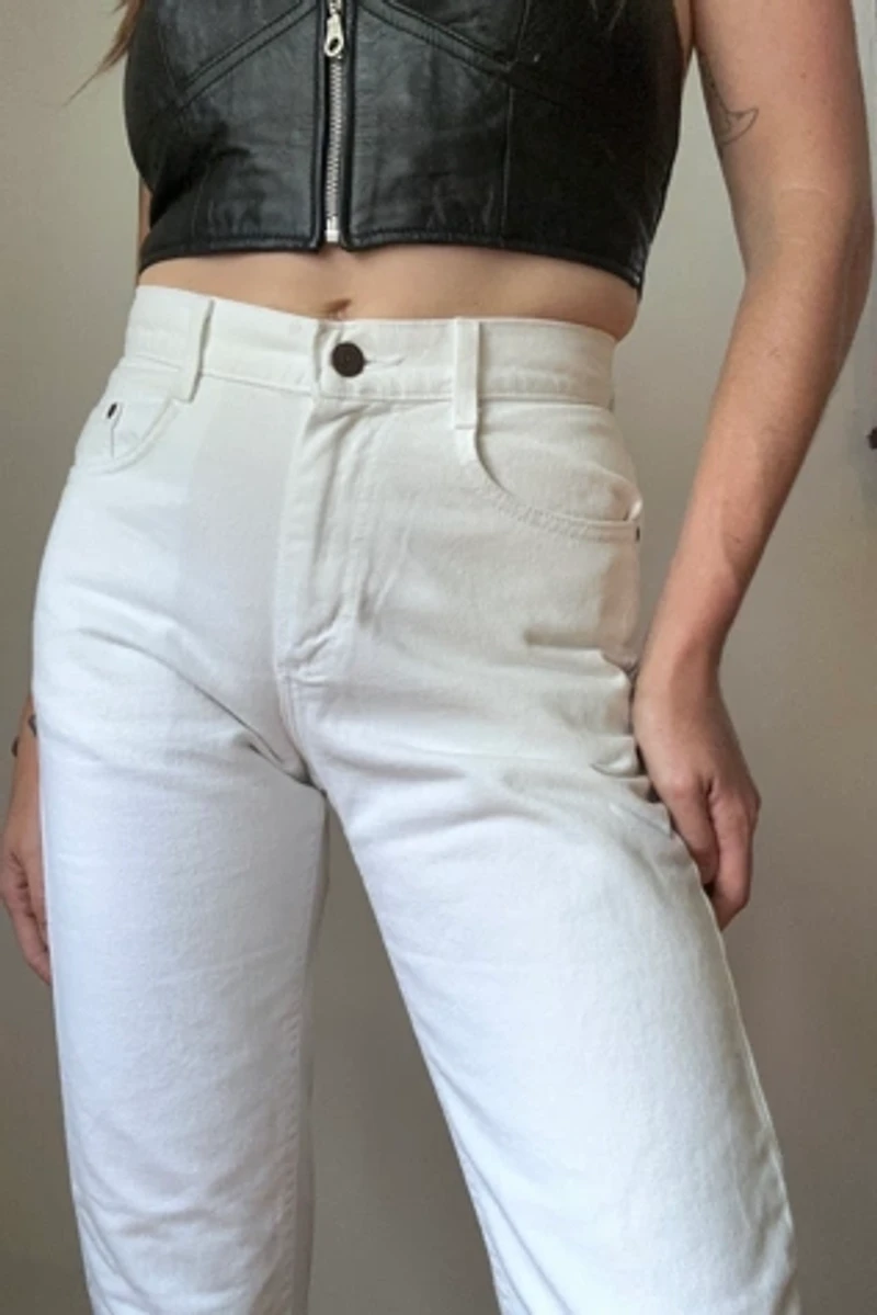 Vintage 1980s White Lee Denim Pants Selected by Grievous Angel Vintage