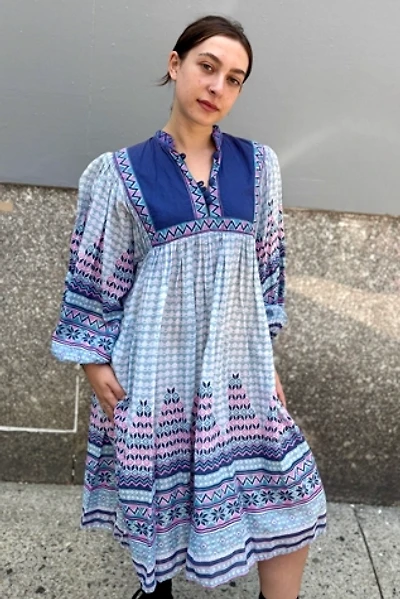 1980’s Boho Block Print Dress Selected by Nomad Vintage