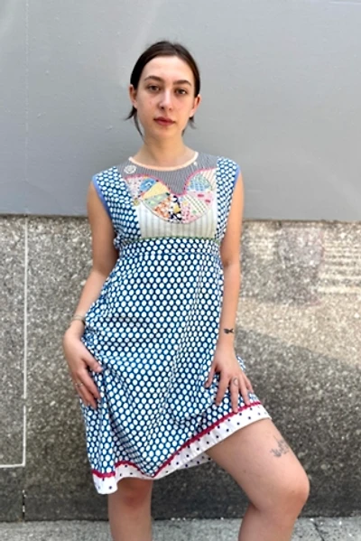 Blue Quilted Tie-Back Dress Selected by Nomad Vintage