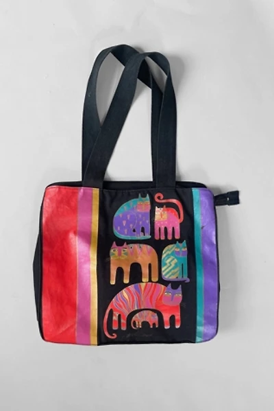 Vintage 90s Laurel Burch Signed Canvas Cats Tote Bag Selected by MARMALADE