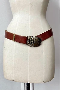 70s Signed Sculptural Brass FishBone Belt Selected by MARMALADE