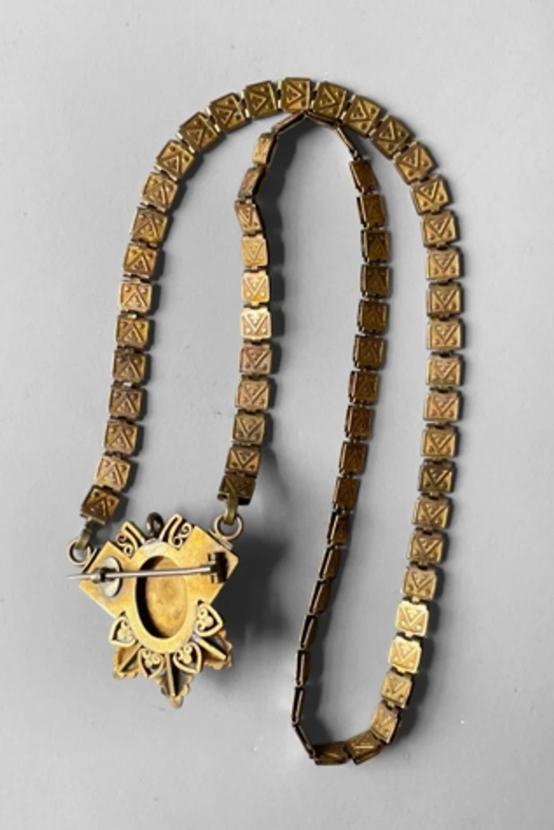 Antique Victorian Gold Filled Book Chain Cameo Necklace Selected by MARMALADE