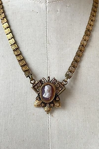 Antique Victorian Gold Filled Book Chain Cameo Necklace Selected by MARMALADE
