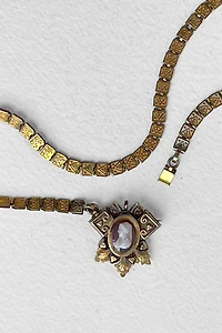 Antique Victorian Gold Filled Book Chain Cameo Necklace Selected by MARMALADE