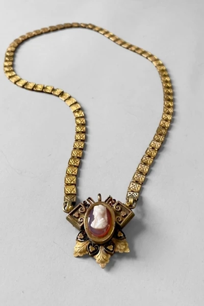 Antique Victorian Gold Filled Book Chain Cameo Necklace Selected by MARMALADE
