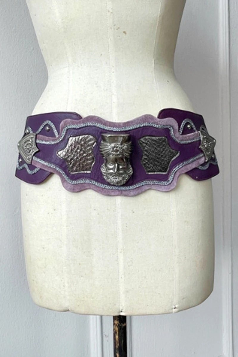 80s Maximalists Purple Patchwork Leather Sultan Belt Selected by MARMALADE