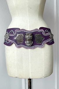 80s Maximalists Purple Patchwork Leather Sultan Belt Selected by MARMALADE