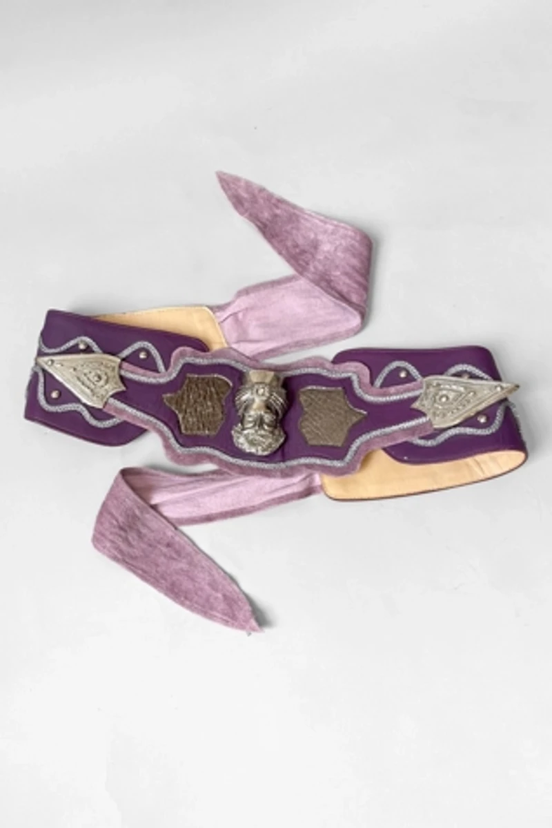 80s Maximalists Purple Patchwork Leather Sultan Belt Selected by MARMALADE