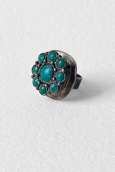 Giant Vintage Mid-Century Turquoise Sterling Silver Cluster Ring Selected by MARMALADE