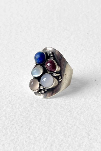 Vintage 70s Sterling Silver Multi-Stone Cabochon Ring Selected by MARMALADE