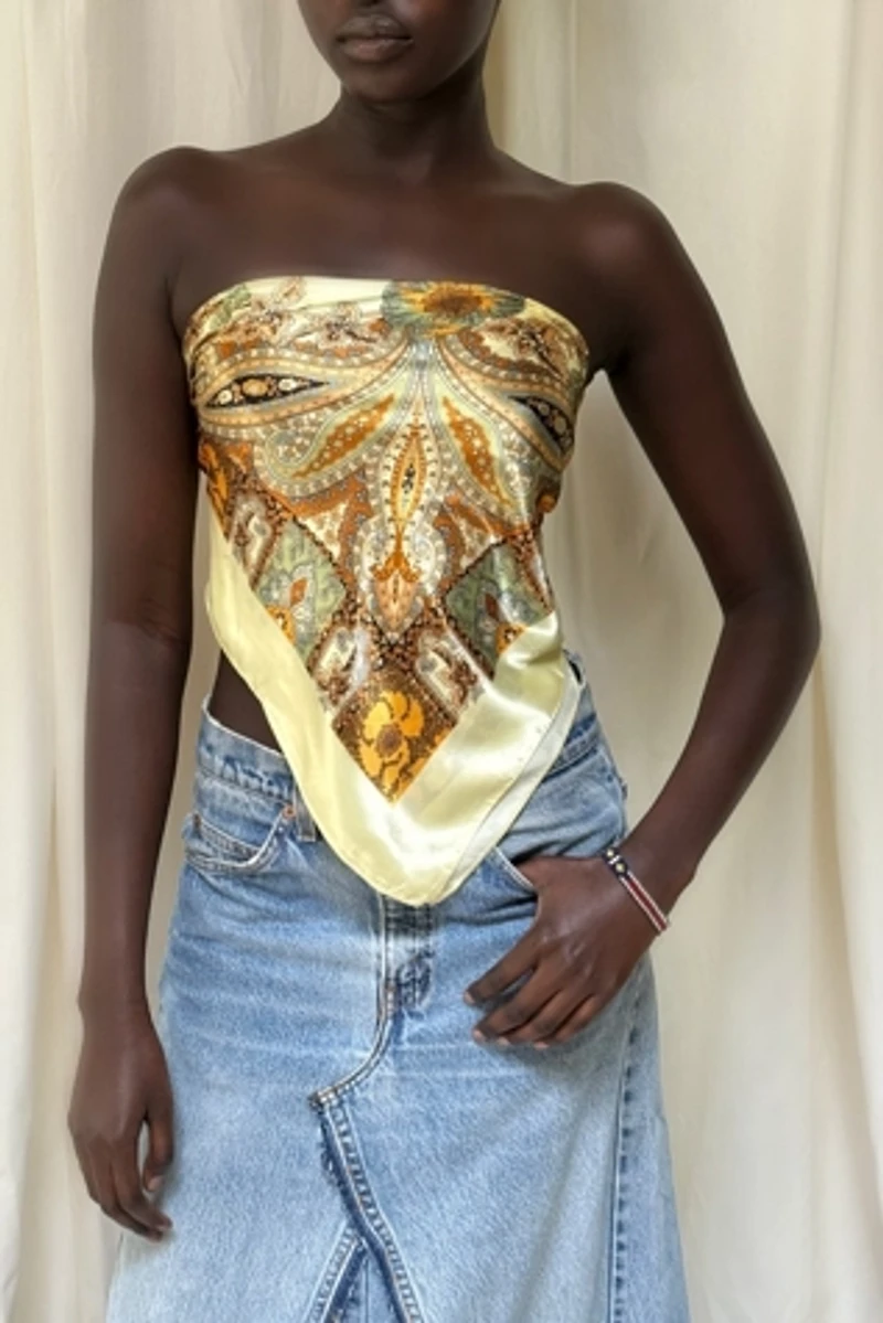 Y2K Paisley Satin Scarf Selected By Afterlife Boutique