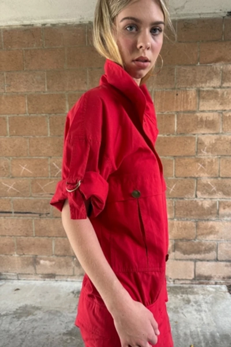 1980s Dropped Waist Safari Dress Selected by Personal Choice