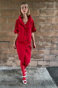 1980s Dropped Waist Safari Dress Selected by Personal Choice