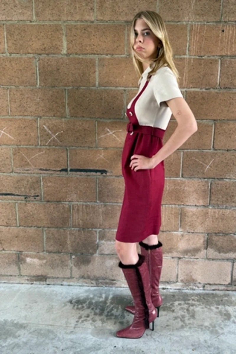 1960s Geoffrey Been Trompe L'Oeil Pinafore Dress with Pockets by Personal Choice