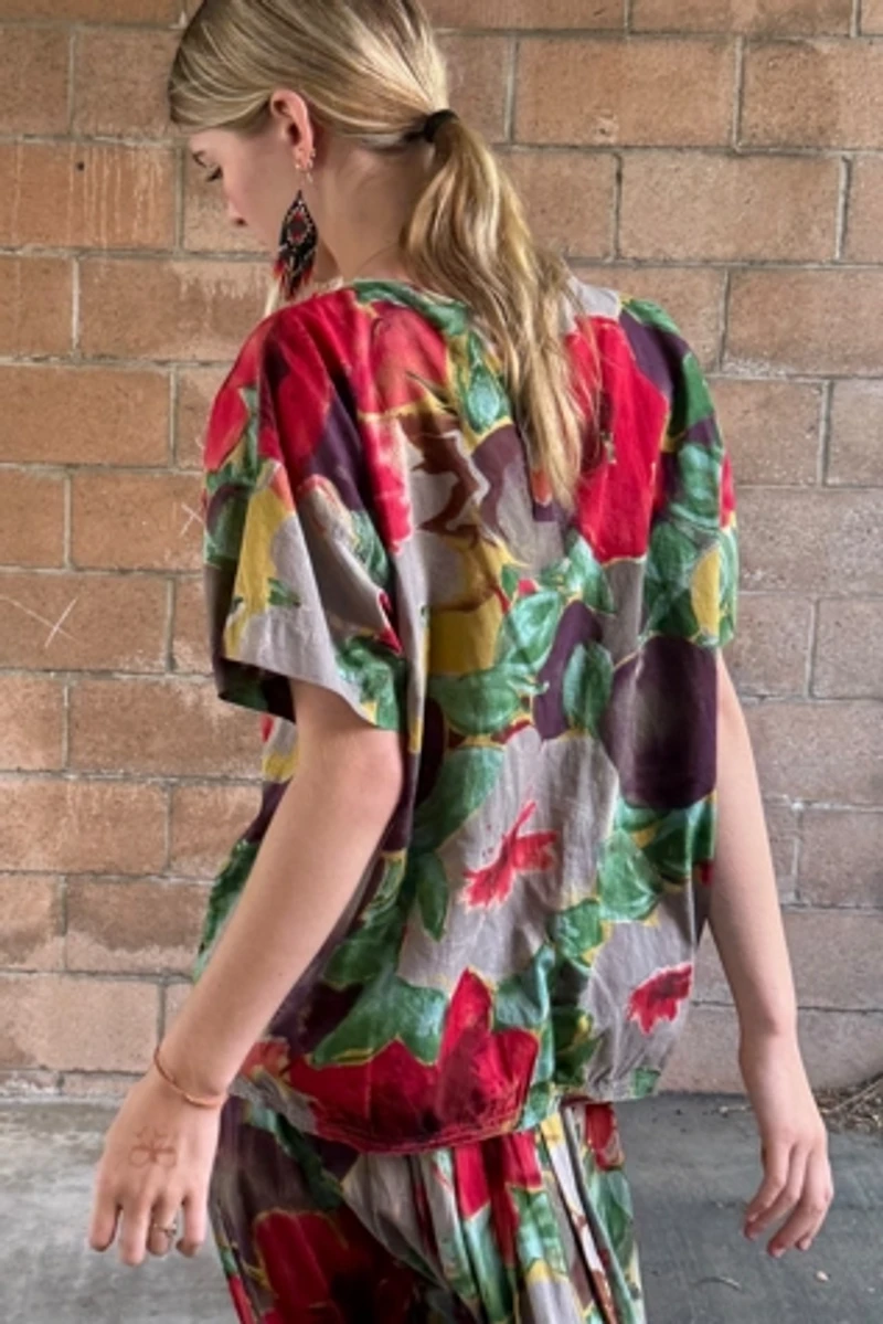 1980s Krizia Plum Blossom Print Skirt Set Selected by Personal Choice