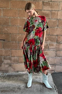 1980s Krizia Plum Blossom Print Skirt Set Selected by Personal Choice