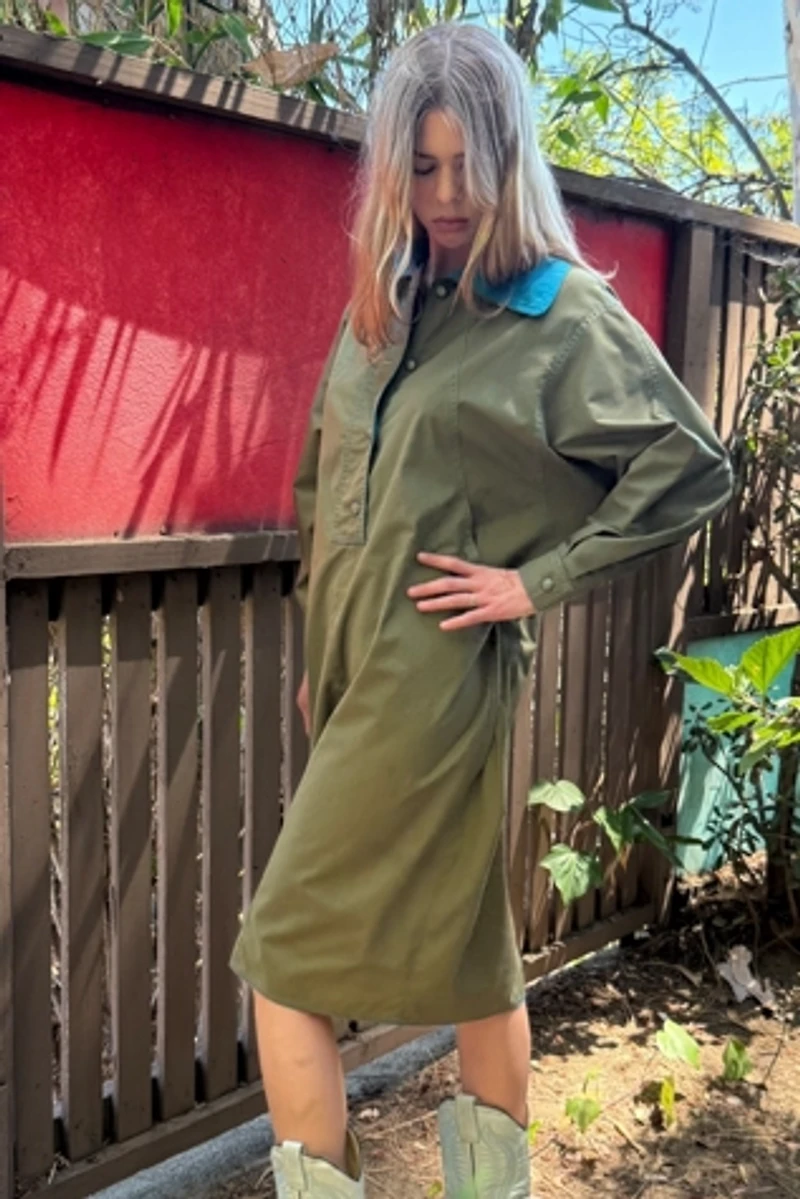 1980s N.R.1 by Ned Gould Dolman Sleeve Safari Shirt Dress Selected by Personal Choice
