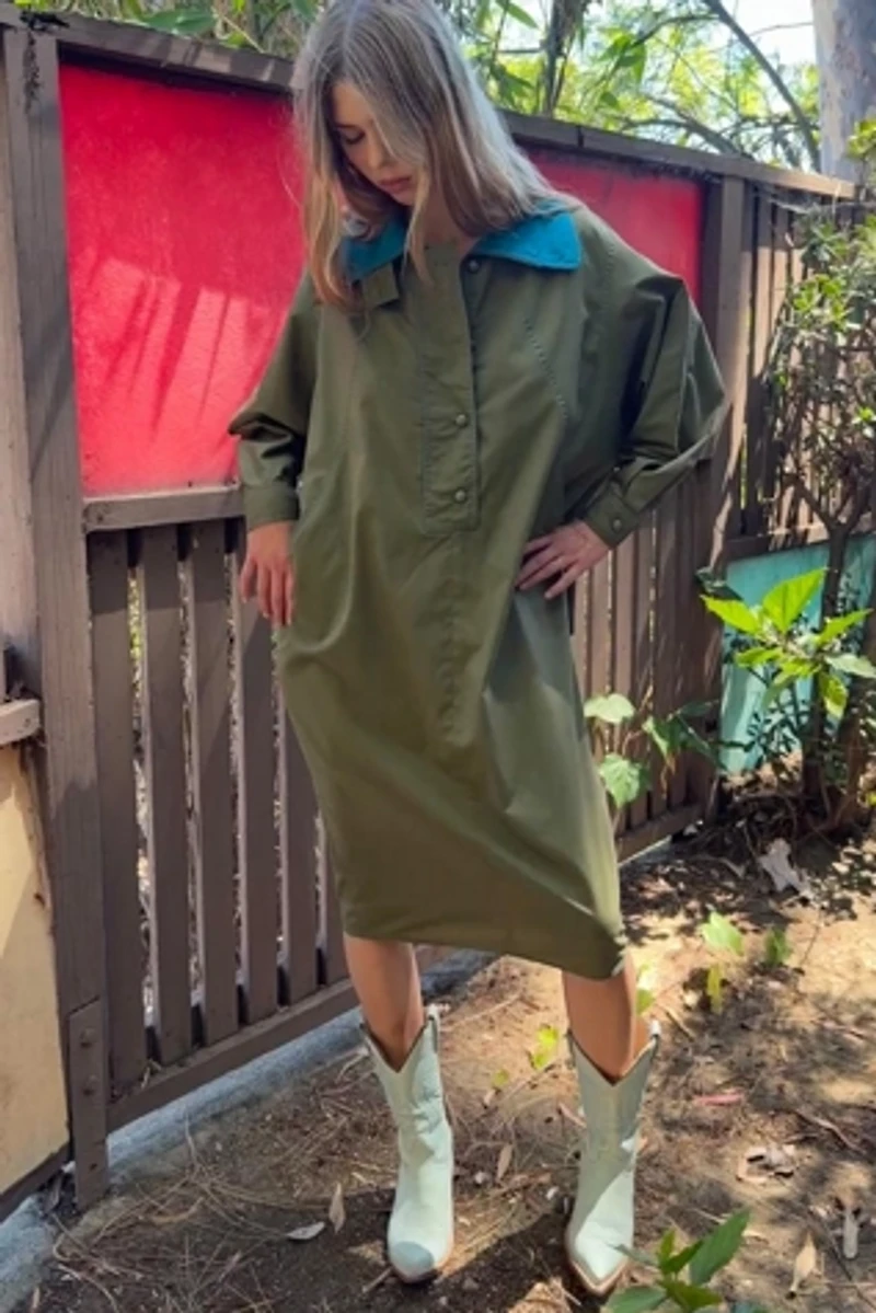 1980s N.R.1 by Ned Gould Dolman Sleeve Safari Shirt Dress Selected by Personal Choice