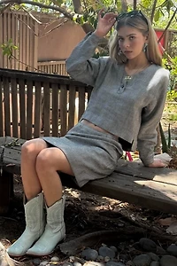 1990s Geoffrey Beene Cropped Top Mini Skirt Set Selected by Personal Choice