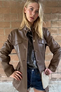 1990s Genny Soft Leather Military Jacket Selected by Personal Choice