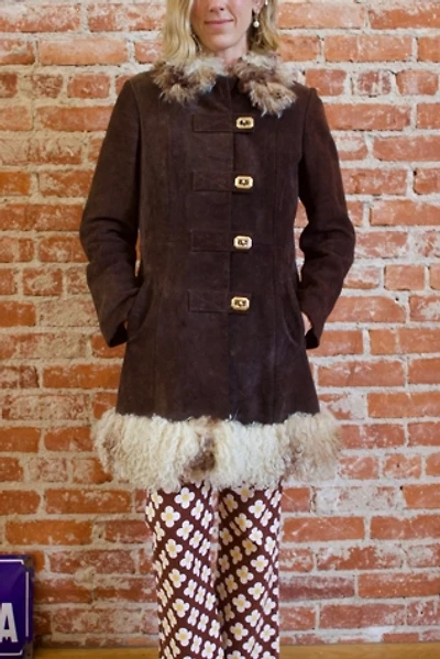 Vintage 1970s Suede and Mongolian Lamb Fur Coat Selected by Kikos Kloset