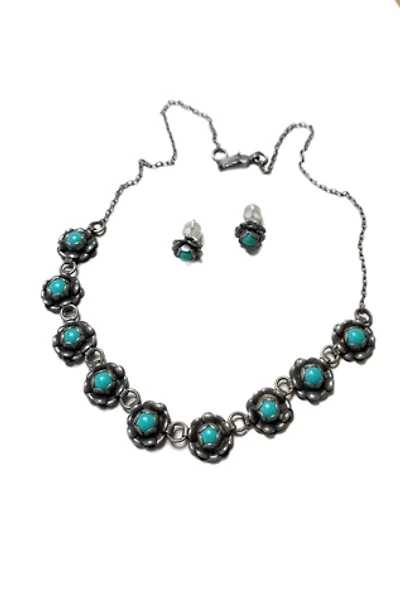 Vintage Sterling Rosette Necklace with Matching Earrings Selected by Lux Revival