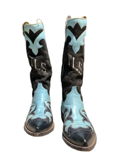 Vintage 1950s Turquoise + Black Custom Cowboy Boots Selected by Lux Revival