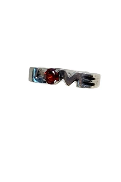 Vintage “Love” Ring Sterling Silver with Garnet Selected by Lux Revival