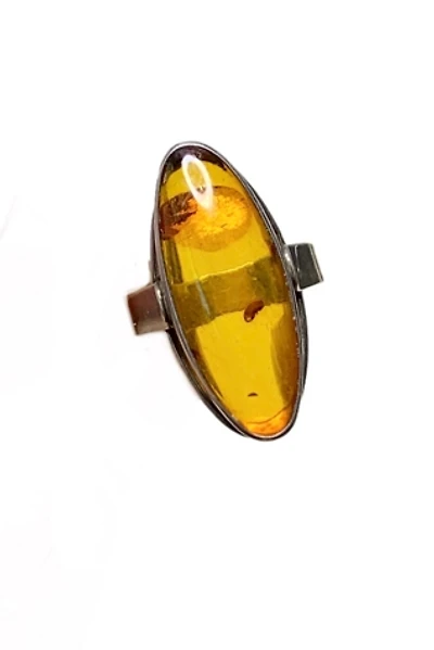 Vintage Sterling + Baltic Amber Ring Selected by Lux Revival