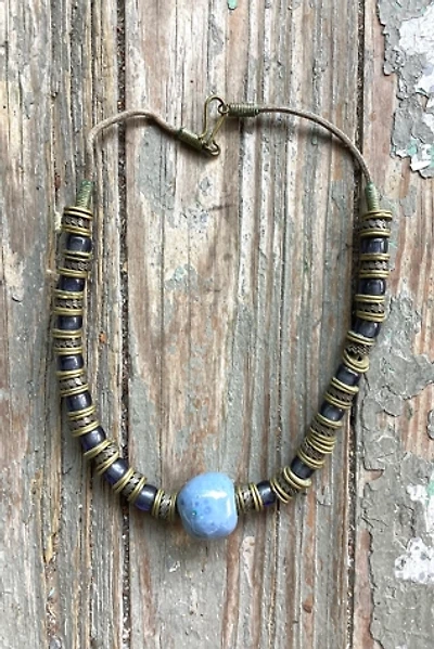 Vintage 1980s Brass and Ceramic ball Choker Selected Cherry