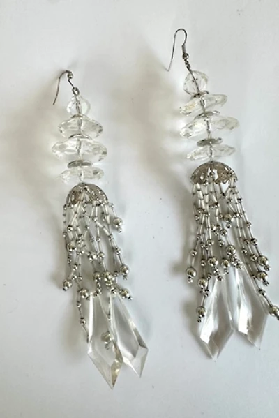 Vintage 1990s Clear Acrylic Chandelier Earrings Selected by Cherry