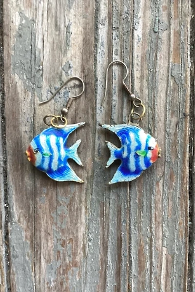 Vintage 1980s Enamel Angelfish Earrings Selected by Cherry