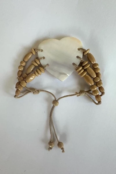 Vintage 1980s Shell Heart and Wooden Beads Bracelet Selected by Cherry