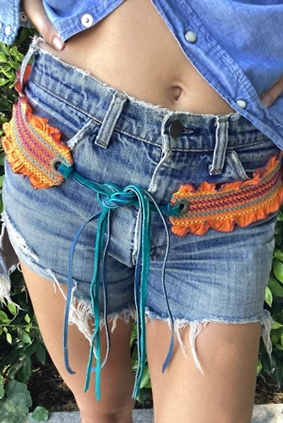 Vintage 1970s Ruched Hippie Fringe Belt Selected by Cherry