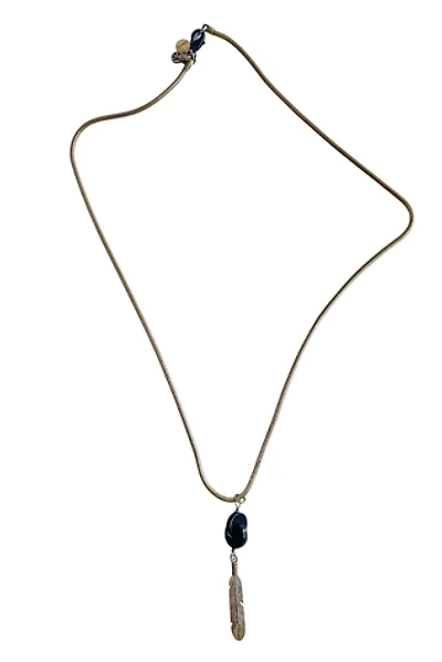 Vintage Brass Snake Chain With Feather Charm Selected By Ankh By Racquel