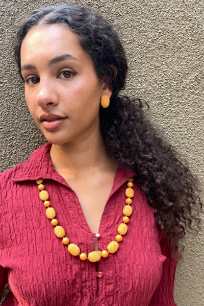 Vintage Yellow Plastic Bead And Earring Set Selected By Ankh By Racquel