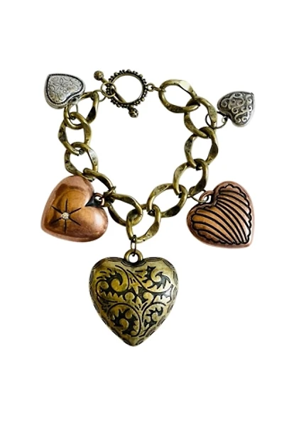 Vintage Puffy Heart Charm Bracelet Selected by FernMercantile
