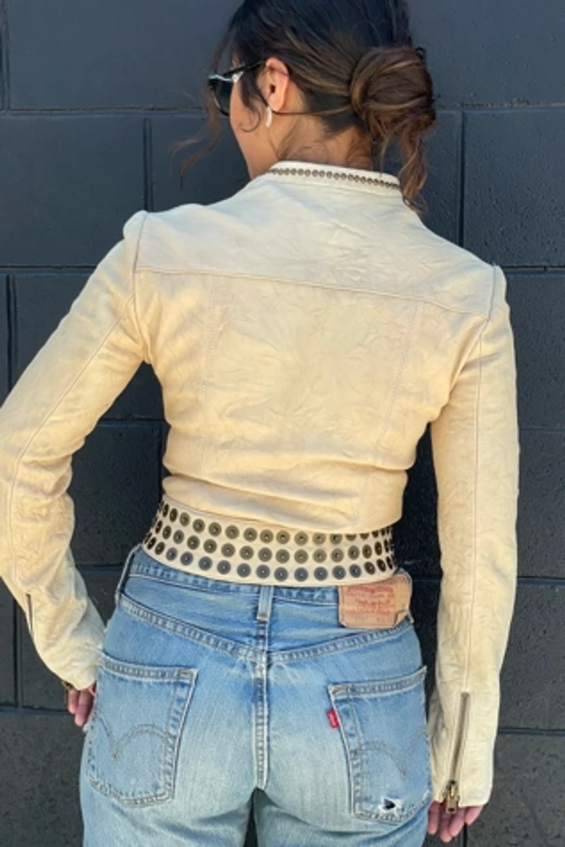 Thomas Wylde Studded Leather Ivory Jacket Selected by FernMercantile