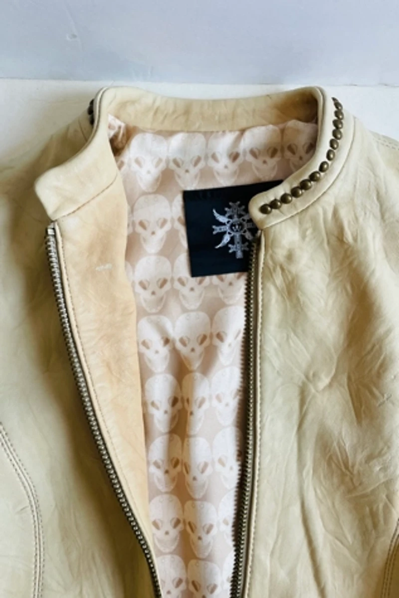 Thomas Wylde Studded Leather Ivory Jacket Selected by FernMercantile