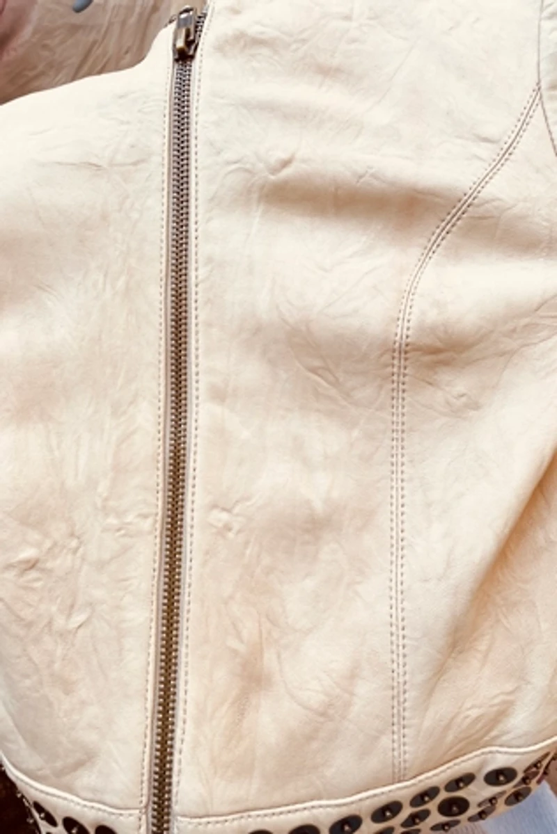 Thomas Wylde Studded Leather Ivory Jacket Selected by FernMercantile