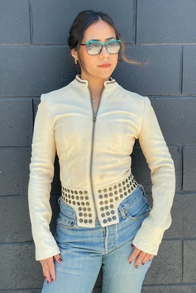 Thomas Wylde Studded Leather Ivory Jacket Selected by FernMercantile