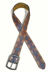 1970's Tooled and Painted Leather Belt Selected by Garbage Soup