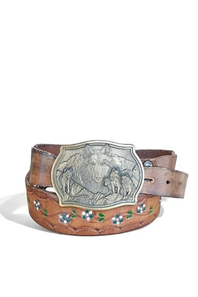Vintage Wolf Buckle Leather Belt Selected by Garbage Soup