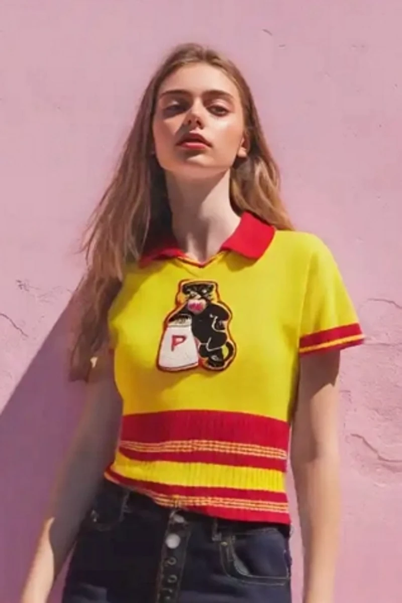 1960's Cheerleader Crop Sweater Top Selected by Garbage Soup