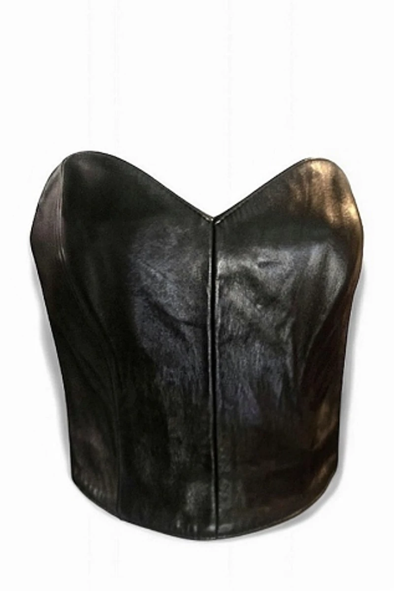 Michael Hoban 1980's Leather Bustier Selected by Garbage Soup